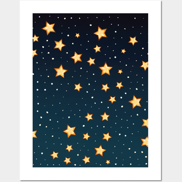 Navy Blue Celestial Starry Night Sky Wall Art by Printable Pretty